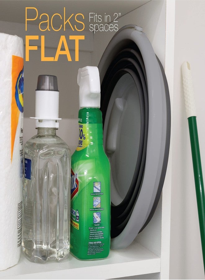 BROOKSTONE, Slim Collapsible Bucket for Mopping, 2.6 Gallons (10L), Home Mop Cleaning or Car Washing, Fishing, or Camping, with Smart Space Saving Design, Round Dark Gray - Image 4