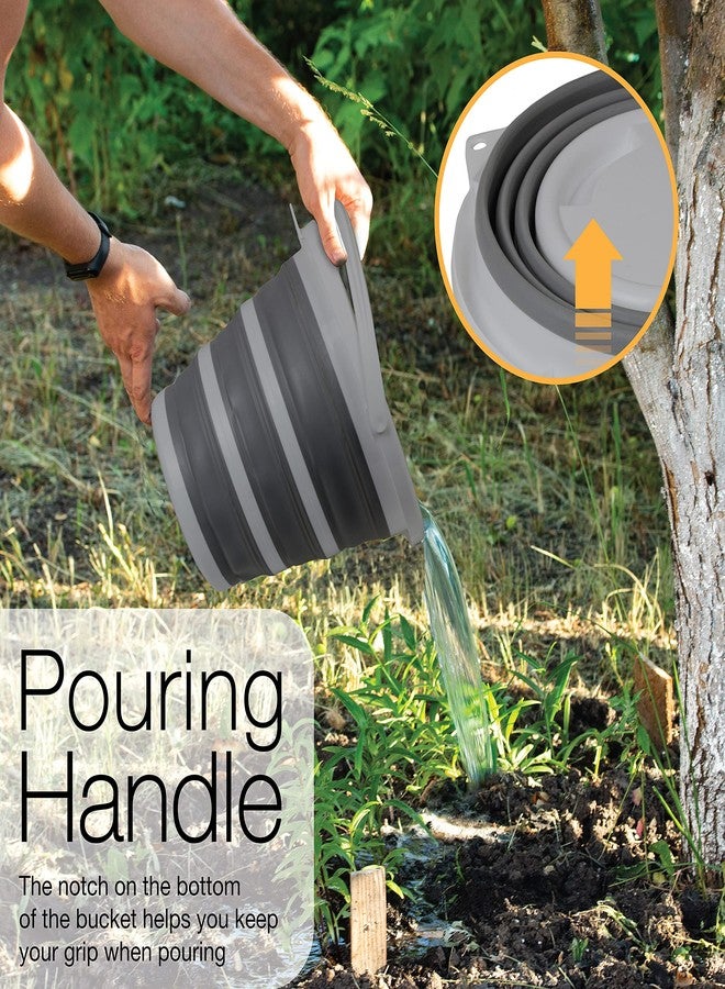 BROOKSTONE, Slim Collapsible Bucket for Mopping, 2.6 Gallons (10L), Home Mop Cleaning or Car Washing, Fishing, or Camping, with Smart Space Saving Design, Round Dark Gray - Image 5