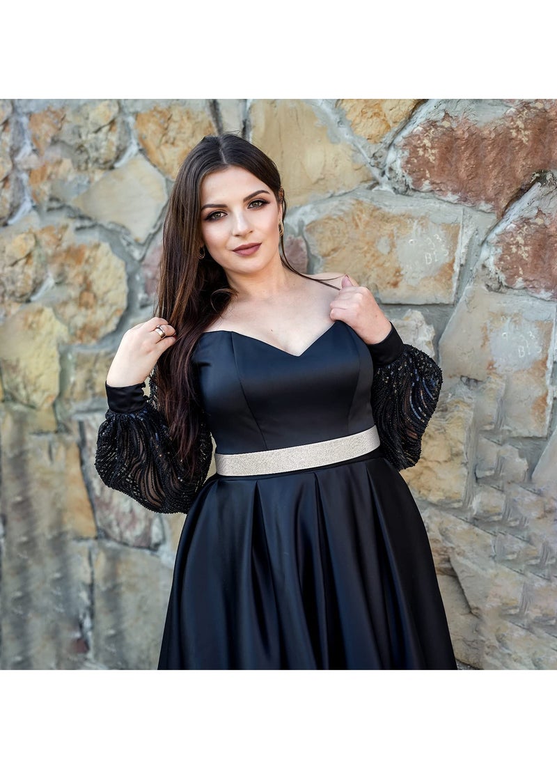 KASTWAVE Rhinestone Elastic PU Leather Belt Shiny Crystal Stretch Waist Belt Wide Waist Band for Women Dress - Image 2