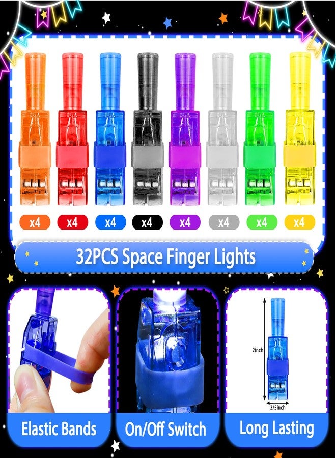 Bamamon 32 Pcs Finger Lights Space Theme Party Favors for Kids, Glow in the Dark Light Up Party Supplies Astronaut Toys Gifts Bulk for Kids 3 4 5 8 Boys Girls Birthday Goodie Bags Stuffers Classroom Prizes - Image 3