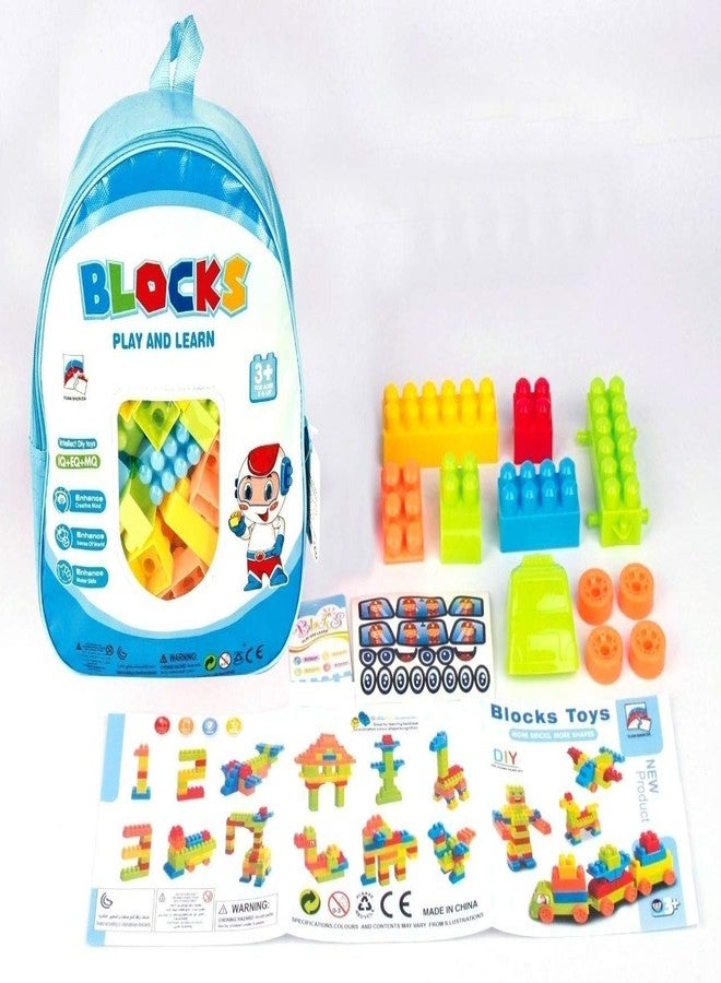 مكعبات بناء تيمسون للأطفال مع عجلات، 94 قطعة، معبأة في كيس، أفضل هدية لعبة مكعبات للأطفال الأولاد