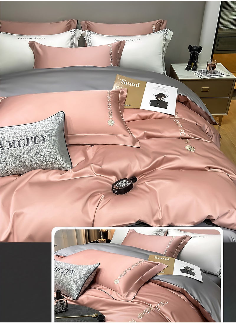 LEOKOR 4PCS Soft Silk Bedding Duvet Cover Set, Skin-Friendly Breathable Comforter Set, Satin Sheet Set Include Quilt Cover With Zipper Closure, Bed Sheet and 2 Pillowcase  - Image 3