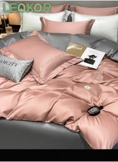 LEOKOR 4PCS Soft Silk Bedding Duvet Cover Set, Skin-Friendly Breathable Comforter Set, Satin Sheet Set Include Quilt Cover With Zipper Closure, Bed Sheet and 2 Pillowcase  - Image 1