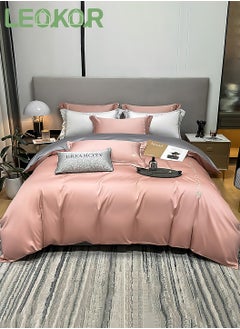 LEOKOR 4PCS Soft Silk Bedding Duvet Cover Set, Skin-Friendly Breathable Comforter Set, Satin Sheet Set Include Quilt Cover With Zipper Closure, Bed Sheet and 2 Pillowcase  - Image 2