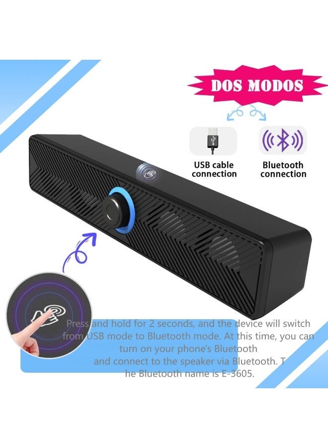 USB Soundbar Computer Speakers Gaming PC Speaker Phone Speaker, USB connection and Wireless Speaker BT 5.0 Connection - Image 4