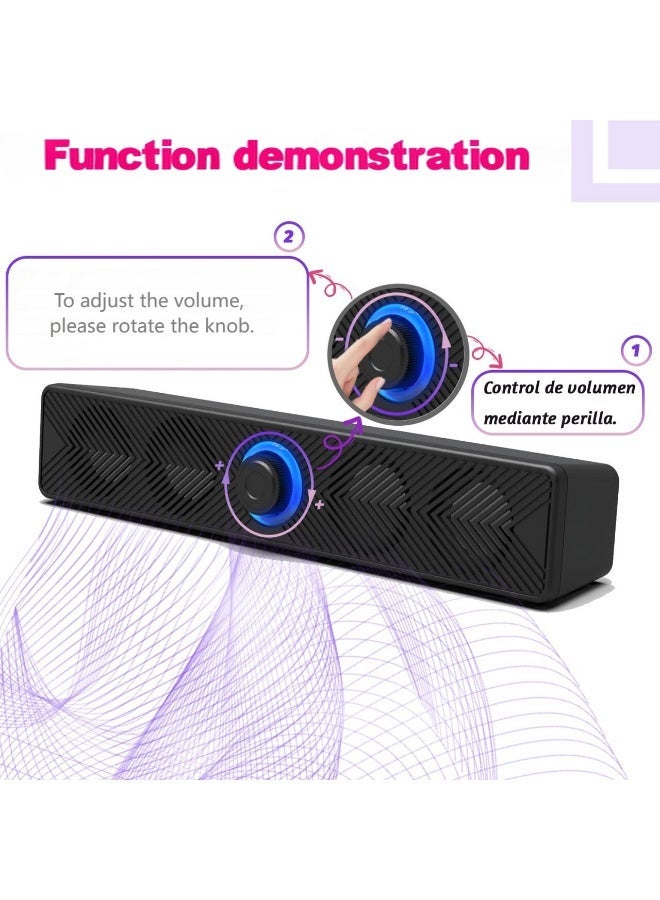 USB Soundbar Computer Speakers Gaming PC Speaker Phone Speaker, USB connection and Wireless Speaker BT 5.0 Connection - Image 2