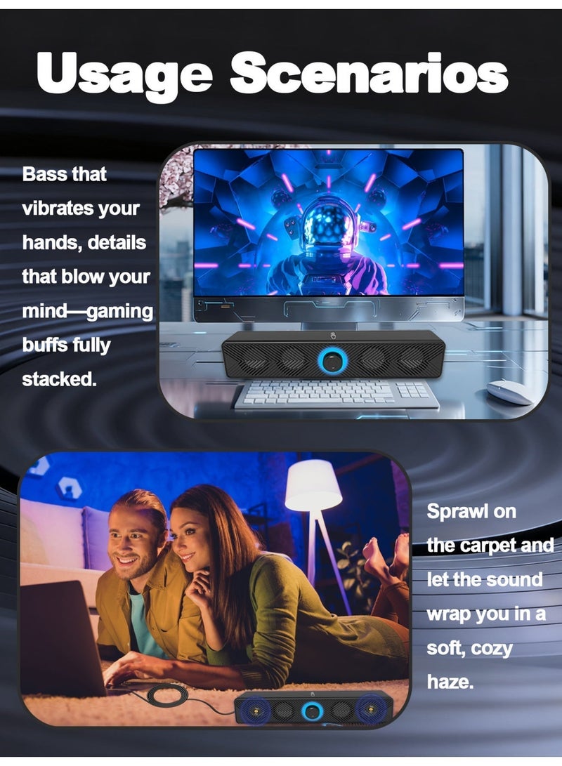 USB Soundbar Computer Speakers Gaming PC Speaker Phone Speaker, USB connection and Wireless Speaker BT 5.0 Connection - Image 4