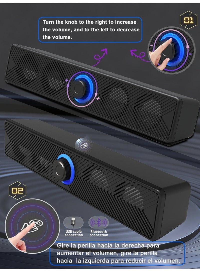 USB Soundbar Computer Speakers Gaming PC Speaker Phone Speaker, USB connection and Wireless Speaker BT 5.0 Connection - Image 5