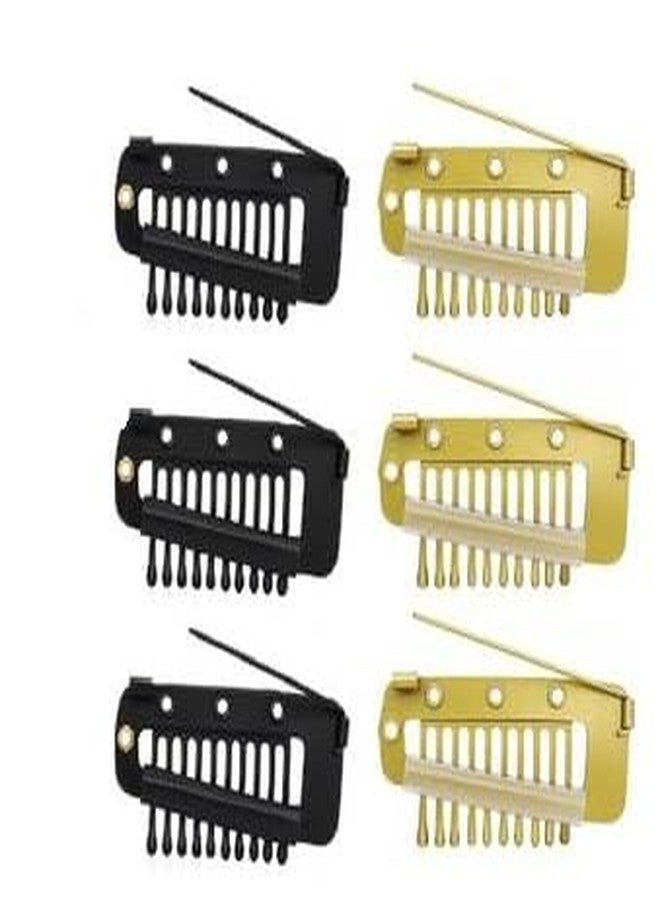 Rinpoche 6-Piece Set of Dupatta and Veil Holding Clips - Strong Grip Stainless Steel Hair Fasteners with Safety Pins for Brides, Headscarves, Chunnis, and Hair Extensions - Ideal for Wedding (Golden black) - Image 1