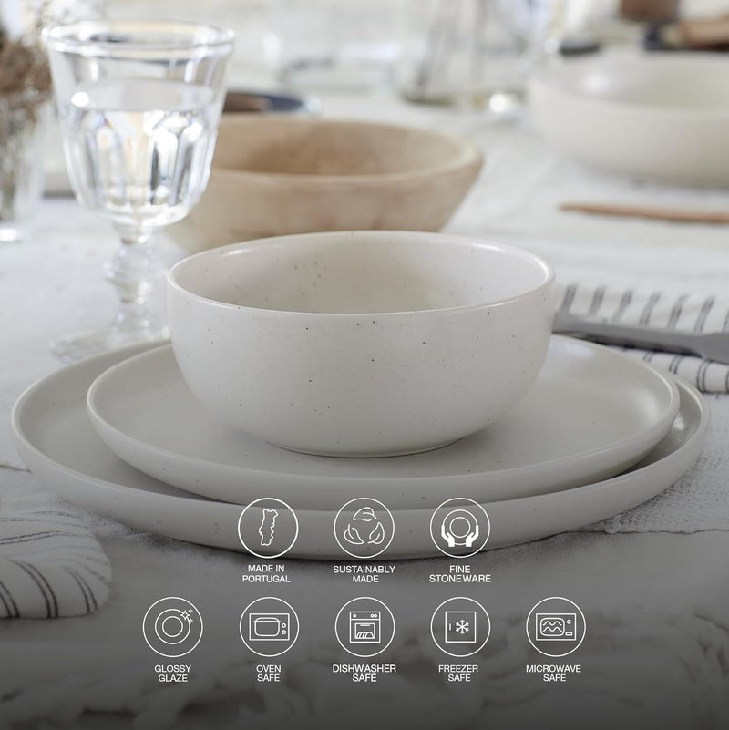Casafina 18Piece Stoneware Place Setting Service for 6 with Cereal Bowls  Pacifica Collection Seed Grey Microwave  Dishwasher Safe - Image 3