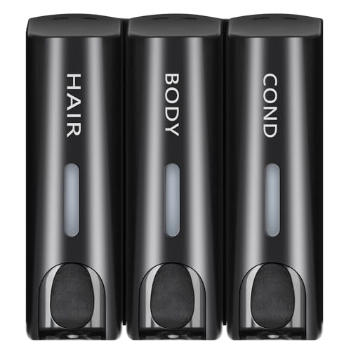 YIAOZ YIAOZ Shower DispenserShampoo and Conditioner DispenserDispensers for The ShowerShampoo DispensersShower Dispenser 3 Chamber no Drill128 oz x3Black
