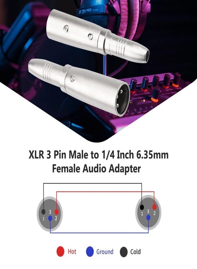 FNKTQL 2PCS XLR Male to 1/4 Inch 6.35mm Female Adapter, 3-Pin XLR Male to Quarter Inch Female Jack Socket Audio Adapters Compatible with Microphone, Stereo, Mixer - Image 3