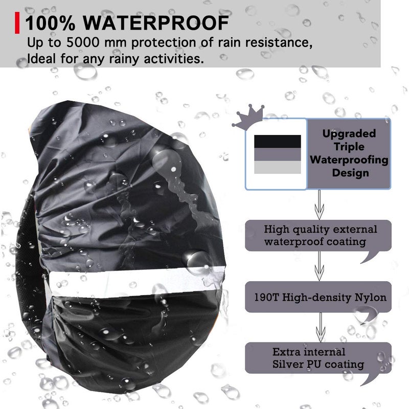 Frelaxy Hi-Visibility Backpack Rain Cover with Reflective Strip 100% Waterproof Ultralight Backpack Cover, Storage Pouch, Anti-Slip Cross Buckle Strap, for Hiking, Camping, Biking, Outdoor, Traveling - Image 3
