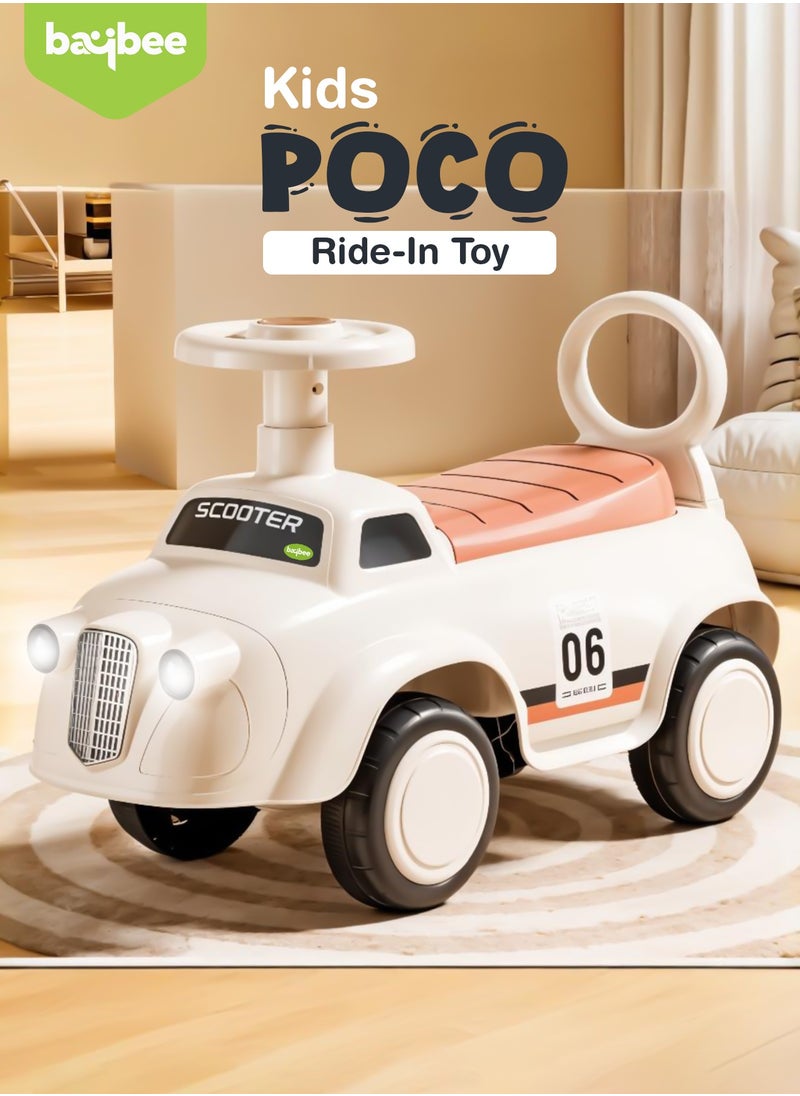 BAYBEE - POCO Baby Ride on Car for Kids, Ride on Baby Car with Lights, Music, Backrest & Storage Space | Kids Push Car for Baby | Push Ride on Car for Kids Toddlers 1 to 3 Years Boys Girls White - Image 1