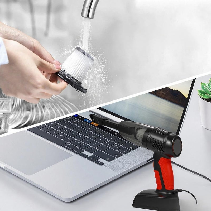 مكنسة كهربائية سيارة 4 في 1 متنقلة ضاغط هواء ومكنسة كهربائية يدوية 5500 با مع شاشة رقمية لعرض ضغط الإطارات ومصباح إضاءة LED للسيارة والمكتب والمنزل - Image 5