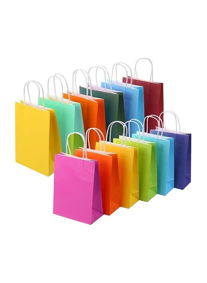Generic Medium Gift Bags 20pcs Kraft Paper with Handle Colorful Bag for Holiday Wedding Birthday Party Favors Size (8.5x15x22cm) Multicolor  - Image 1