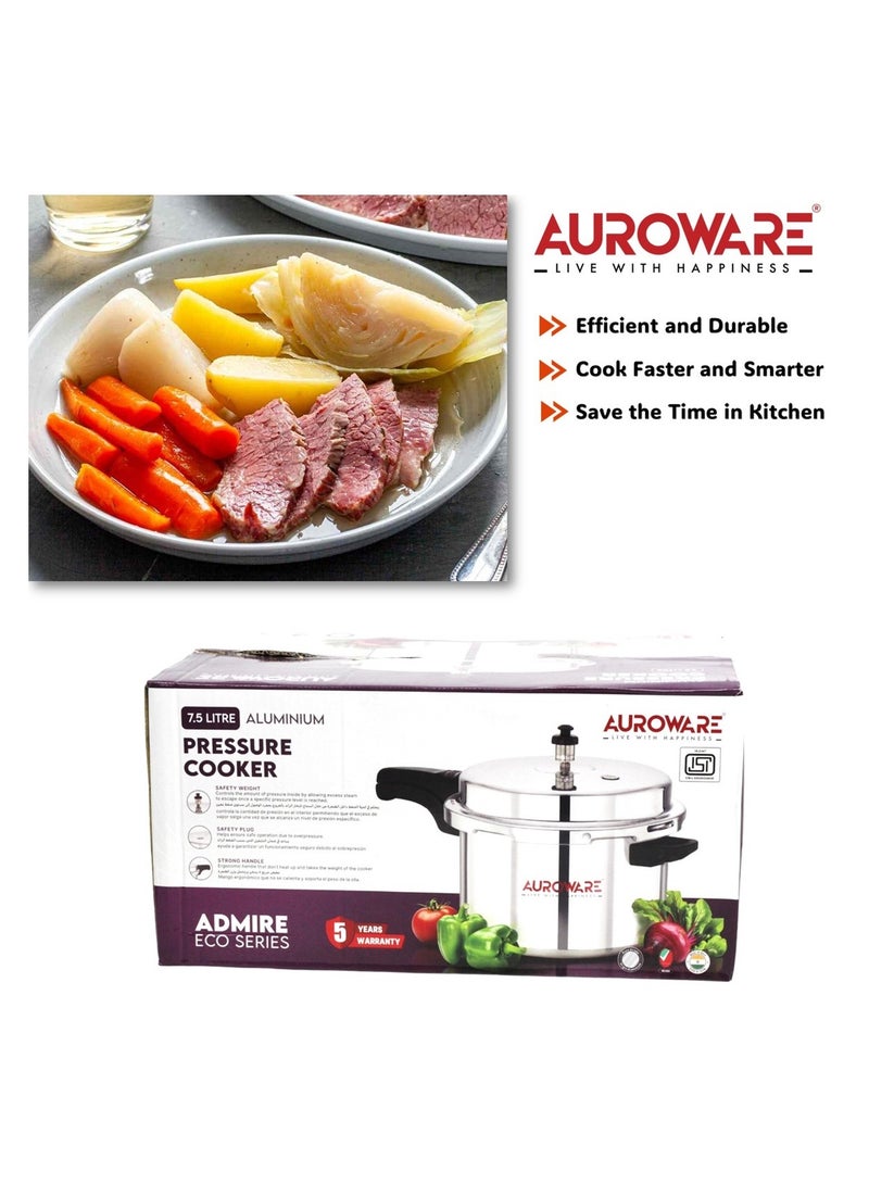 Auroware Auroware 7.5 Ltr Pressure Cooker Heavy Duty Aluminium with lid Strong Handle Save Energy Time Safety Valves Dishwasher safe - Image 5