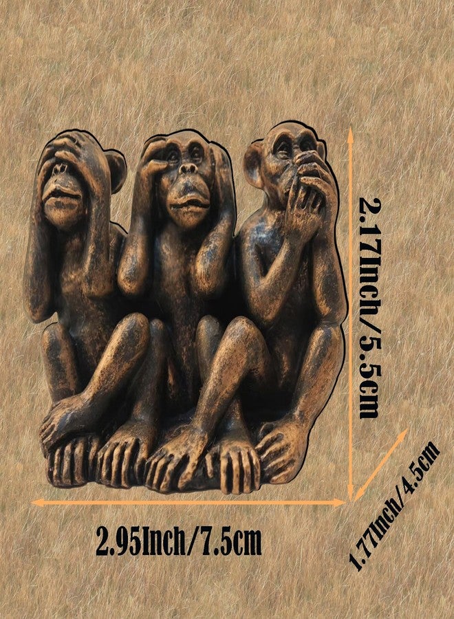 ENNAS Three Wise Monkeys Statue, See No Evil Hear No Evil Speak No Evil Figurine, Bronze Resin Spiritual Decor for Shelf, Desk, Meditation Space, Thoughtful Gift for Collectors - Image 3