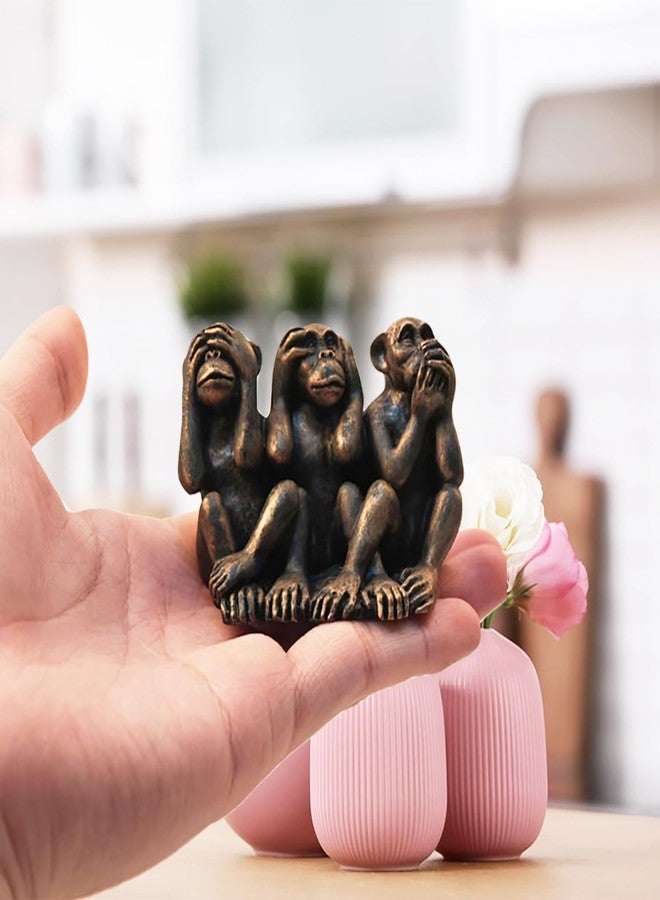 ENNAS Three Wise Monkeys Statue, See No Evil Hear No Evil Speak No Evil Figurine, Bronze Resin Spiritual Decor for Shelf, Desk, Meditation Space, Thoughtful Gift for Collectors - Image 4