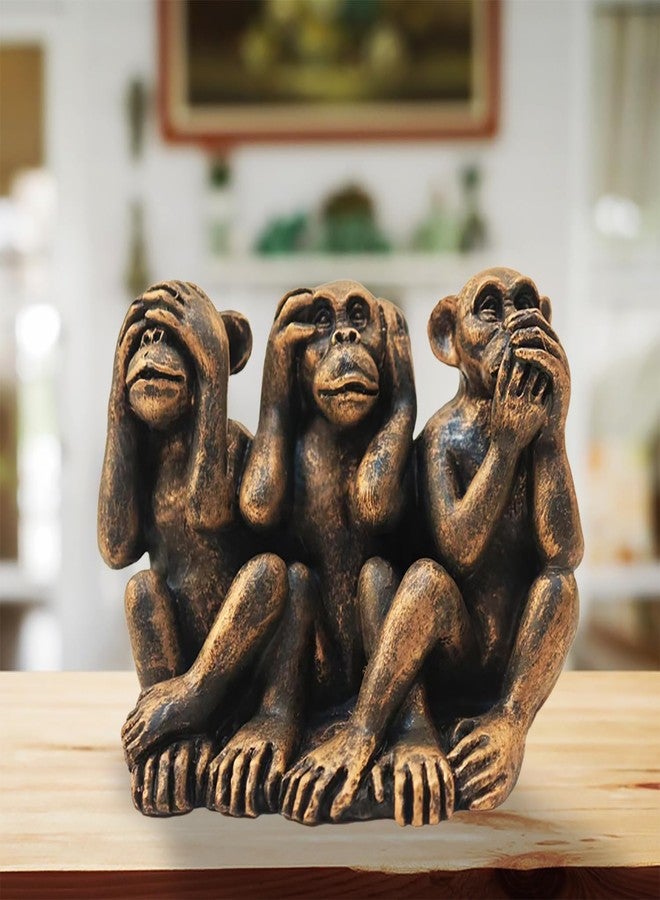 ENNAS Three Wise Monkeys Statue, See No Evil Hear No Evil Speak No Evil Figurine, Bronze Resin Spiritual Decor for Shelf, Desk, Meditation Space, Thoughtful Gift for Collectors - Image 1