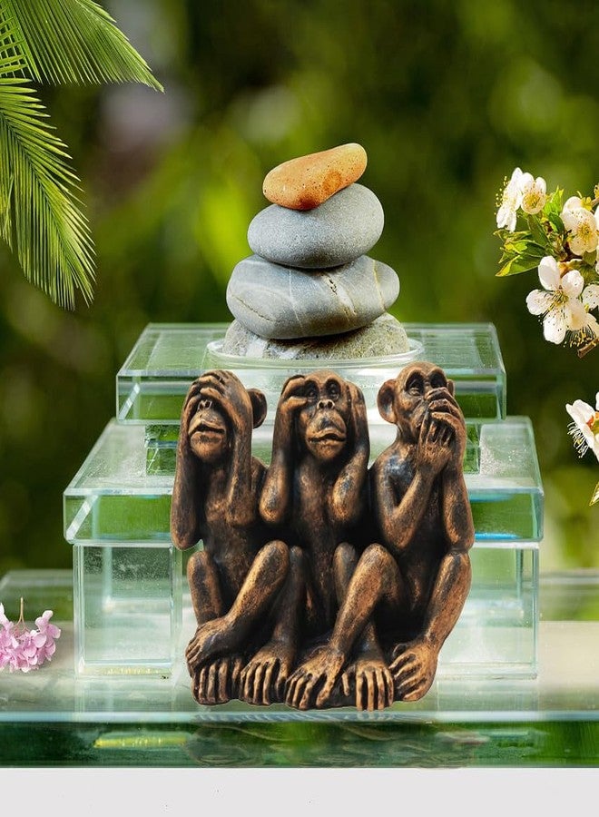 ENNAS Three Wise Monkeys Statue, See No Evil Hear No Evil Speak No Evil Figurine, Bronze Resin Spiritual Decor for Shelf, Desk, Meditation Space, Thoughtful Gift for Collectors - Image 5