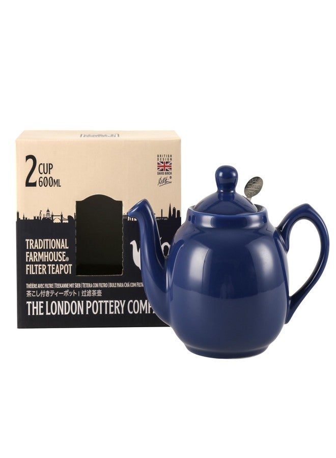 London Pottery Farmhouse Teapot with Infuser, Ceramic, France Blue, 2 Cup (600 ml) - Image 2