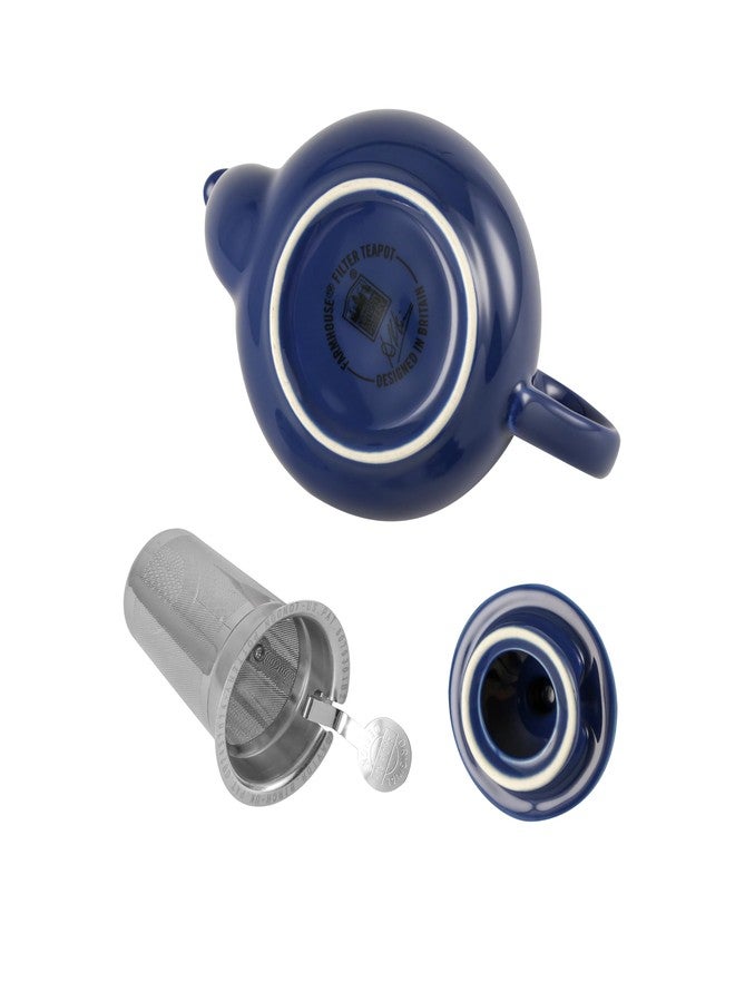 London Pottery Farmhouse Teapot with Infuser, Ceramic, France Blue, 2 Cup (600 ml) - Image 4