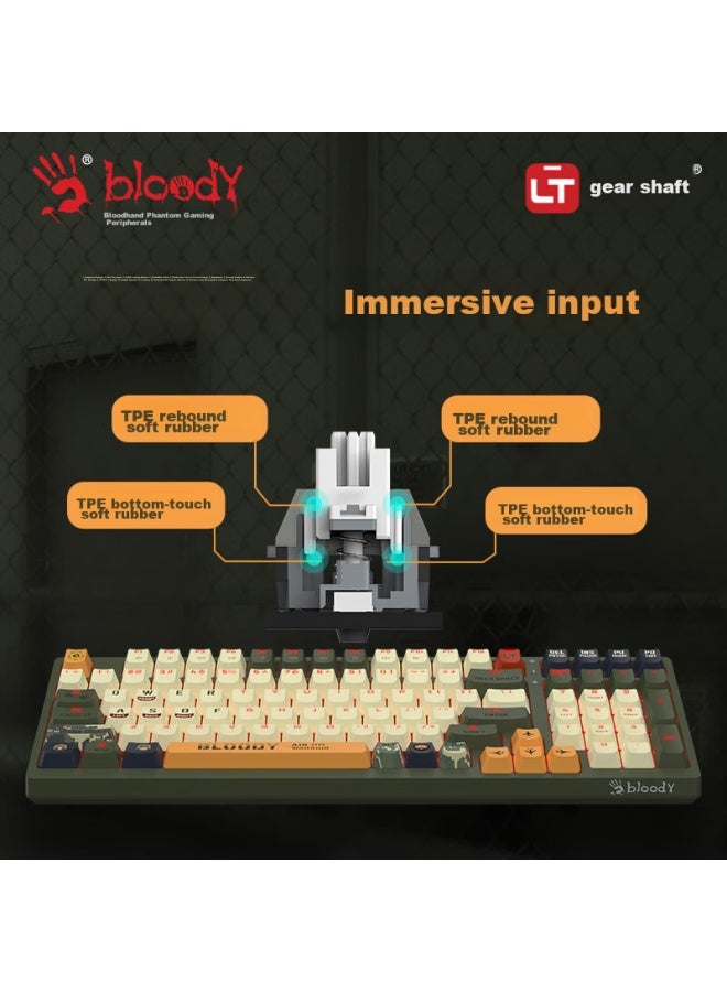 A4tech T98 98-key Wired Mechanical Keyboard, Blood-red Phantom Speed Switch, Quiet Keys, Pbt Keycaps, Laptop Gaming Keyboard, Pilot - Image 5