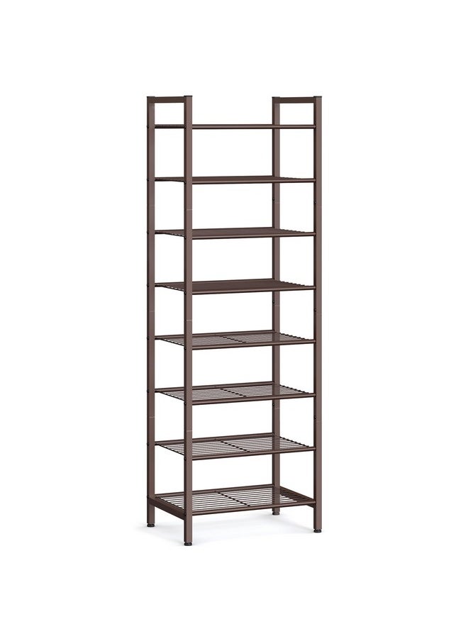 SONGMICS SONGMICS Narrow Shoe Rack - Sturdy 8 Tier Metal Tall Shoe Rack Shelf, Slim Shoe Storage Organizer for Closet Entryway Small Spaces, Bronze  - Image 1