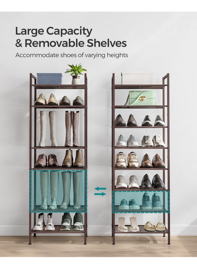 SONGMICS SONGMICS Narrow Shoe Rack - Sturdy 8 Tier Metal Tall Shoe Rack Shelf, Slim Shoe Storage Organizer for Closet Entryway Small Spaces, Bronze  - Image 3