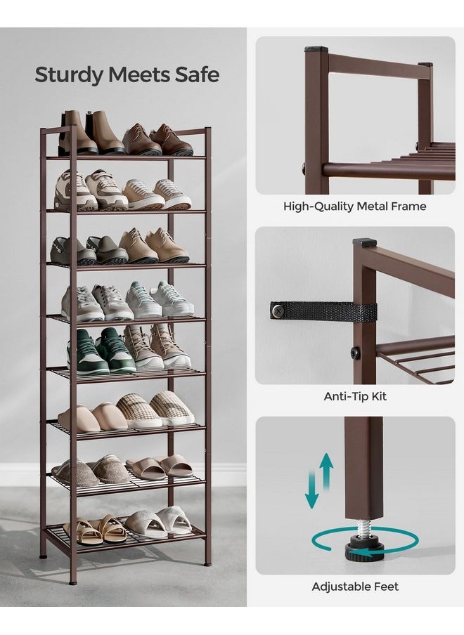 SONGMICS SONGMICS Narrow Shoe Rack - Sturdy 8 Tier Metal Tall Shoe Rack Shelf, Slim Shoe Storage Organizer for Closet Entryway Small Spaces, Bronze  - Image 5