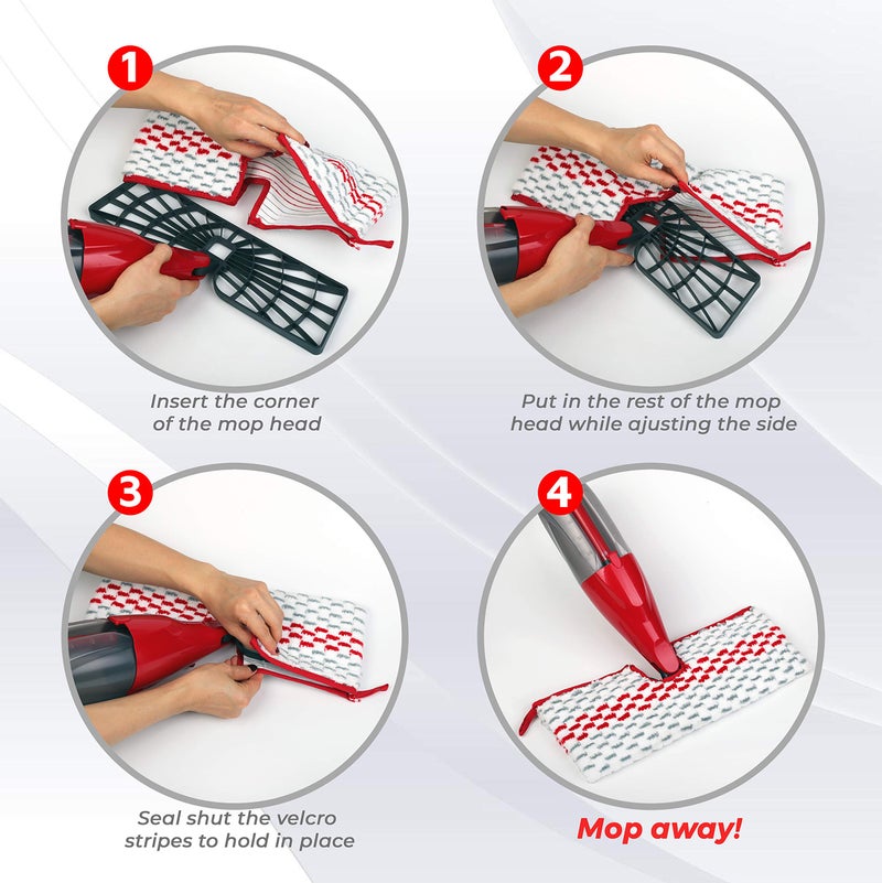 F Flammi Microfiber Washable Spray Mop Refills Compatible with Promist Max, Reusable Pads Replacement Head (4) - Image 5