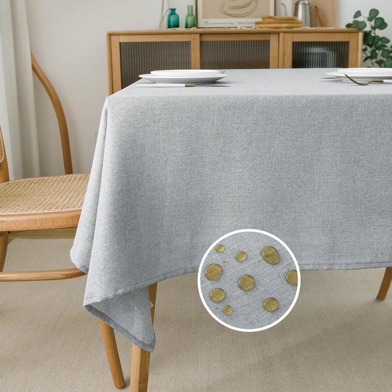 NLMUVW Linen Table Cloth for Square Table Waterproof Wrinkle Resistant Buralp Textured Tablecloth Decorative Table Cover for Kitchen Dining and Party  54 x 54 Inch  Light Grey - Image 1