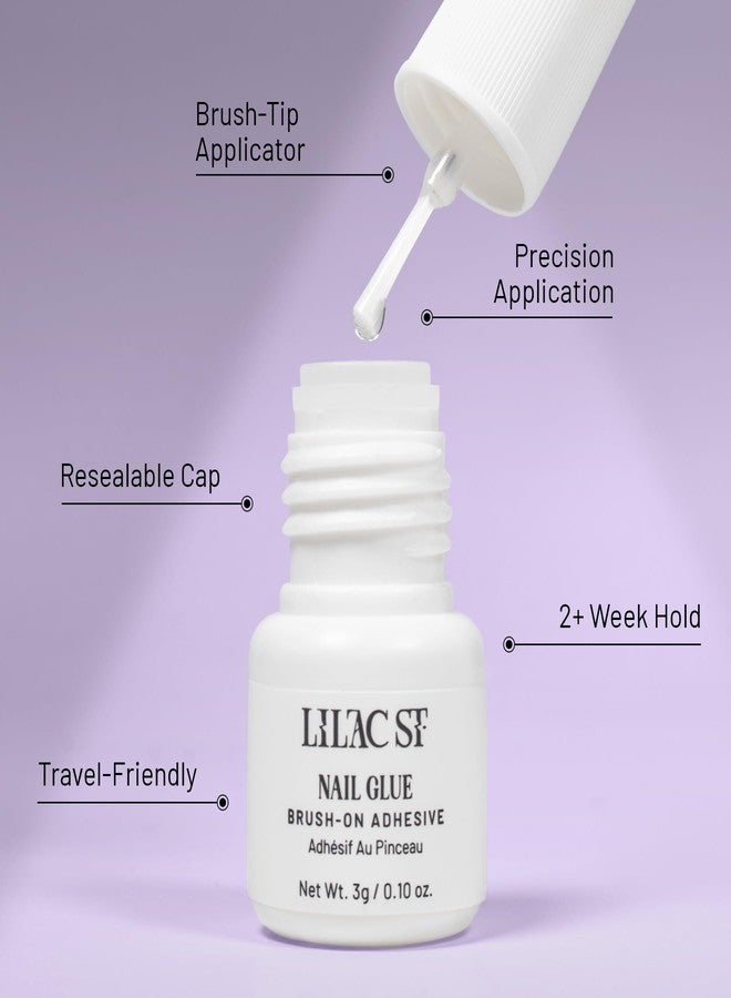 Lilac St. Lilac St - Press on Nails, Slow Burn (30 Nails, 15 Sizes) - Medium, Almond, Glossy, Opaque - Brush-On Nail Glue, Nail File, Cuticle Stick, Prep Pad - Cruelty Free, Vegan, Women Founded - Image 4