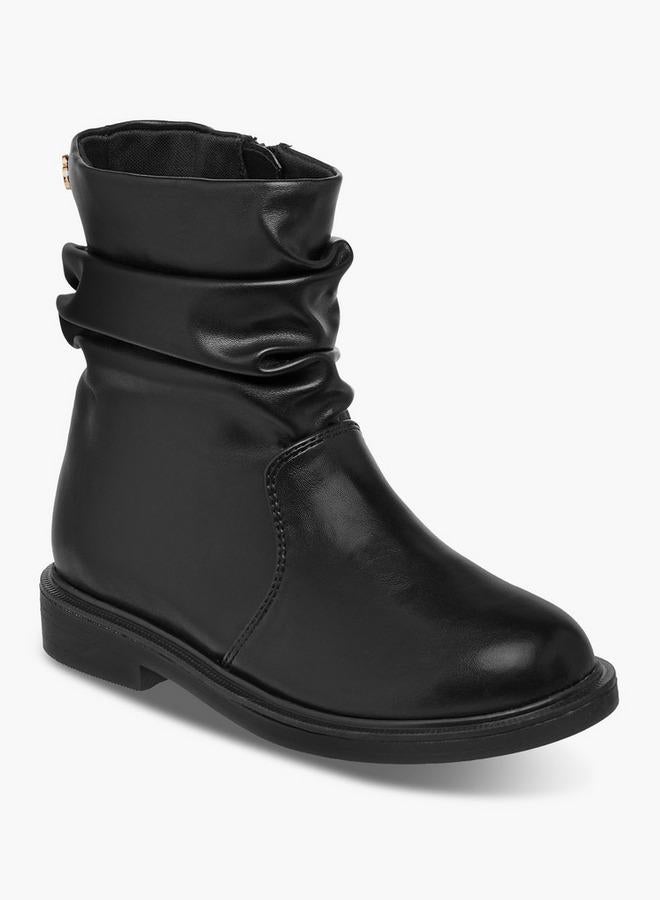 Celeste Girls' Ruched Accent High Cut Boots with Zip Closure - Image 2