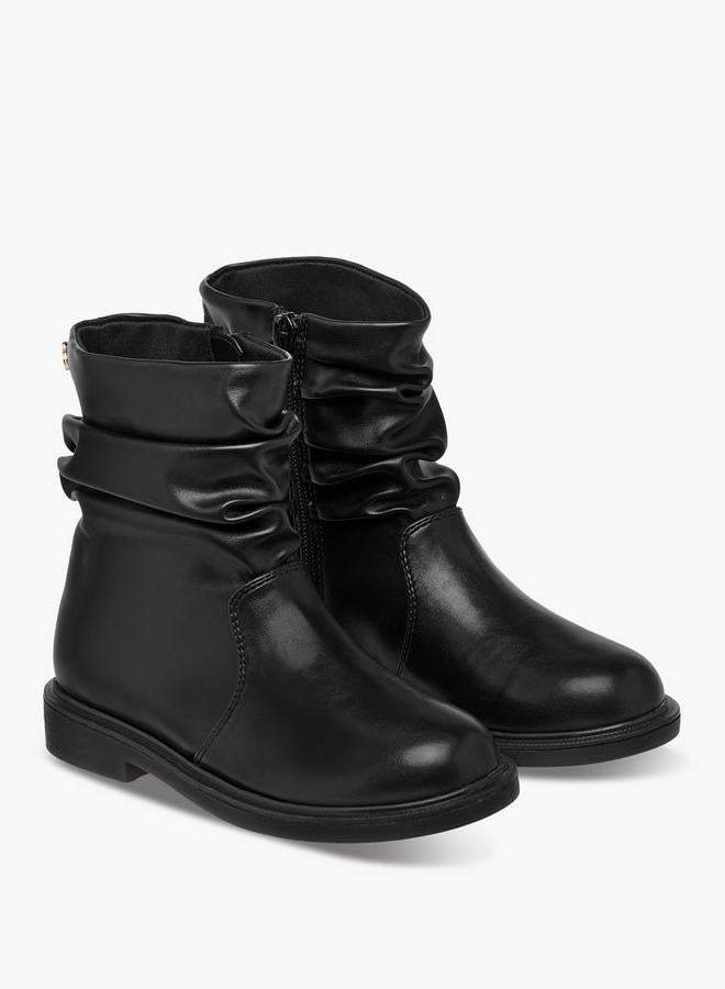 Celeste Girls' Ruched Accent High Cut Boots with Zip Closure - Image 3