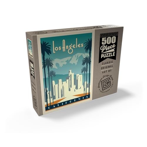 MyPuzzle.com MyPuzzle Los Angeles Skyline Vintage Poster Premium 500 Piece Jigsaw Puzzle for Adults - Image 5