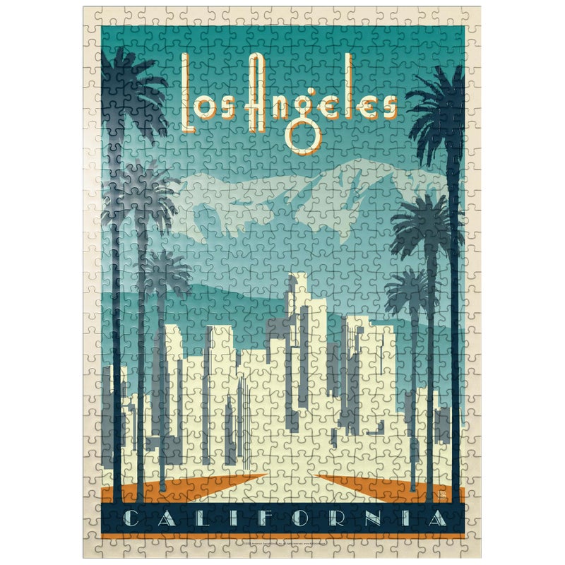 MyPuzzle.com MyPuzzle Los Angeles Skyline Vintage Poster Premium 500 Piece Jigsaw Puzzle for Adults - Image 3