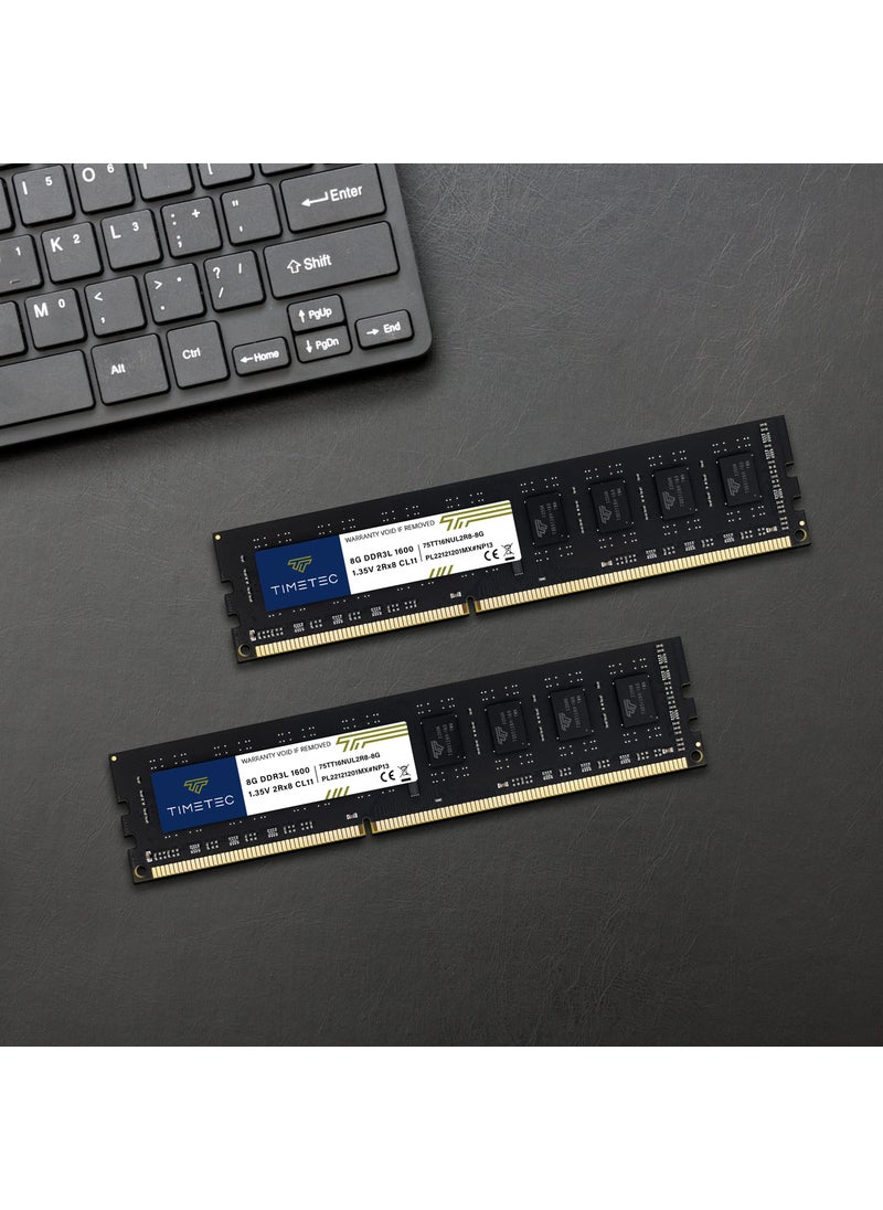 Timetec Timetec 16GB KIT(2x8GB) DDR3L / DDR3 1600MHz (DDR3L-1600) PC3L-12800 / PC3-12800 Non-ECC Unbuffered 1.35V/1.5V CL11 2Rx8 Dual Rank 240 Pin UDIMM Desktop PC Computer Memory RAM(SDRAM) Module Upgrade  - Image 3