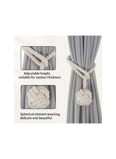The Bros Handmade Natural Cotton Curtain Ties, 2 Pack Curtain Tiebacks,Drapery Tie with Single Ball,Curtain Holdbacks for Curtains,Window Drapery,Wall Drapes  - Image 3