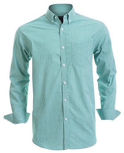 Double Pump Mens Button Down Shirts Cotton Long Sleeve Shirts Regular Fit(SL18B,L) - Image 1