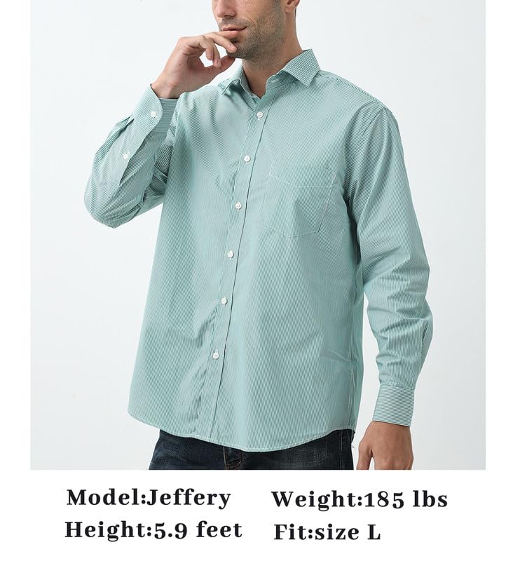Double Pump Mens Button Down Shirts Cotton Long Sleeve Shirts Regular Fit(SL18B,L) - Image 5