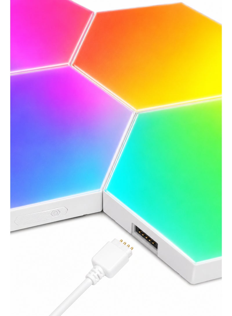 Hexagon LED Wall Lights 6 Panels, Smart RGB Gaming Lights with Bluetooth App & Remote Control, Music Sync DIY Modular Wall Light, USB Powered for Bedroom Living Room Gaming Room - Image 5