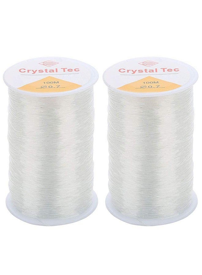Teensery 2 Rolls 0.7mm Clear Elastic String Crystal Stretchy Beading Thread Jewelry Cord for Bracelet, Necklace, Jewelry Making and Crafts (100 Meters/Roll) - Image 1