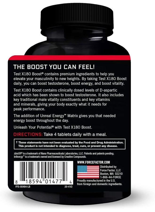 Force Factor Test X180 Boost Testosterone Booster and Energy Supplement for Men  - Image 3