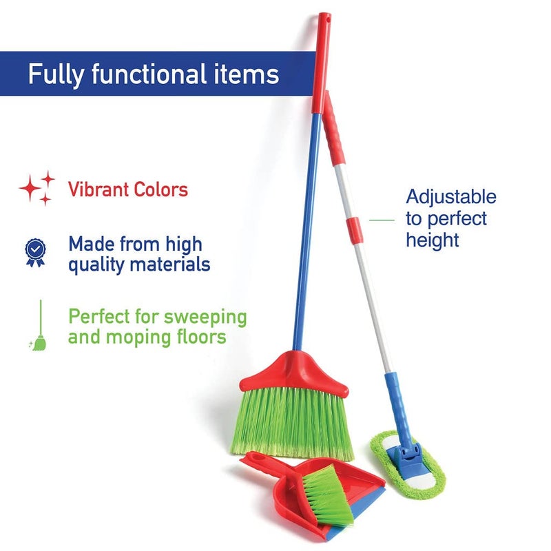 Play22 Kids Cleaning Set 4 Piece - Toy Cleaning Set Includes Broom, Mop, Brush, Dust Pan - Toy Kitchen Toddler Set is A Great Toy Gift for Boys & Girls - Image 5