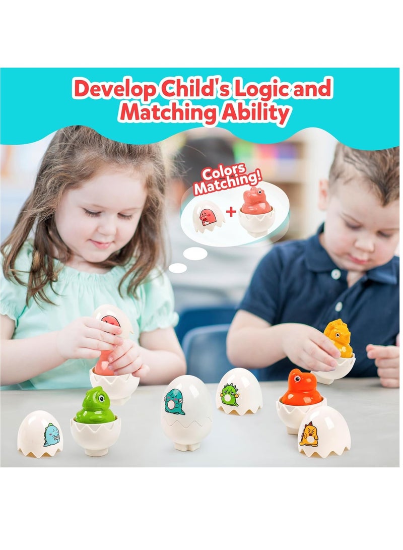 SYOSI ألعاب بيض الديناصور المطابقة، كوب تفريغ ضغط التيكوسوروس ريكس والتراميروتوبس، ألعاب حسية لتخفيف التوتر للأطفال والبالغين، ألعاب مطابقة مضحكة ومثيرة، 6 قطع/طقم - Image 2