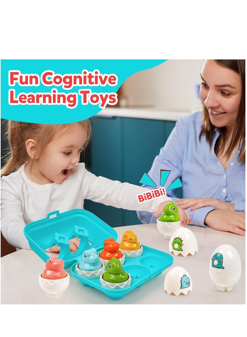 SYOSI ألعاب بيض الديناصور المطابقة، كوب تفريغ ضغط التيكوسوروس ريكس والتراميروتوبس، ألعاب حسية لتخفيف التوتر للأطفال والبالغين، ألعاب مطابقة مضحكة ومثيرة، 6 قطع/طقم - Image 3