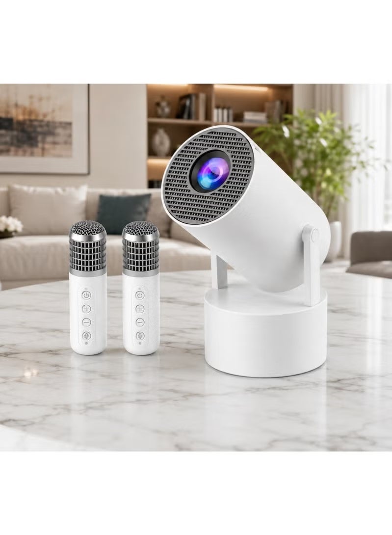 سمارت باري جهاز العرض المحمول HT88PRO مزود بميكروفونين ومكبر صوت ستيريو مدمج، دقة أصلية 720P، سطوع 160 لومن (ANSI)، إمكانية تدوير العرض بزاوية 180 درجة، دعم شبكة WiFi 6 (تردد 5 جيجاهرتز)، منافذ HDMI وUSB، وتجربة ترفيه منزلي بشاشة كبيرة. - Image 5