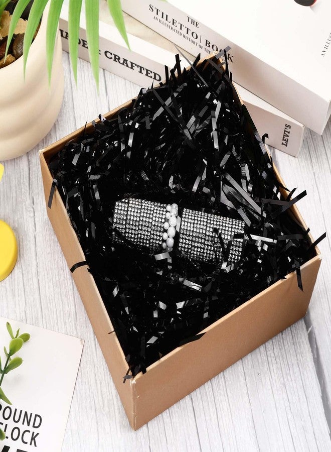 Jansun Black Crinkle Cut Paper, 7oz Filler Sparkly Film Cut Grass Crinkle Confetti Gift Boxes Bags Baskets Filler for Christmas Gothic Wedding Birthday Holiday Party Decor - Image 3